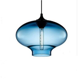 1 Light Modern Glass White and Blue Transparent Pendant Light