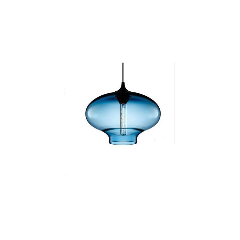 1 Light Modern Glass White and Blue Transparent Pendant Light
