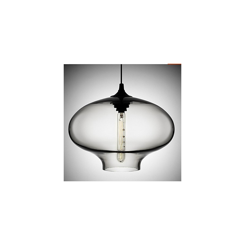 1 Light Modern Glass White and Blue Transparent Pendant Light