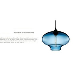 1 Light Modern Glass White and Blue Transparent Pendant Light