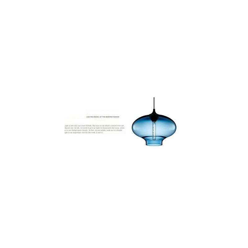 1 Light Modern Glass White and Blue Transparent Pendant Light