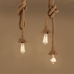 1 Light DIY Art Hemp Rope Light Creative Hemp Rope Chandelier Long 100cm Send 1 Bulb