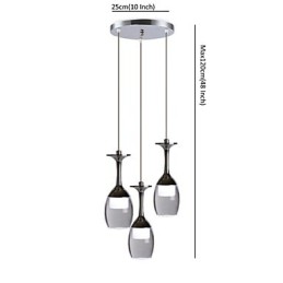 Pendant Lights 3 Lights Round Backplate Modern Contemporary Metal