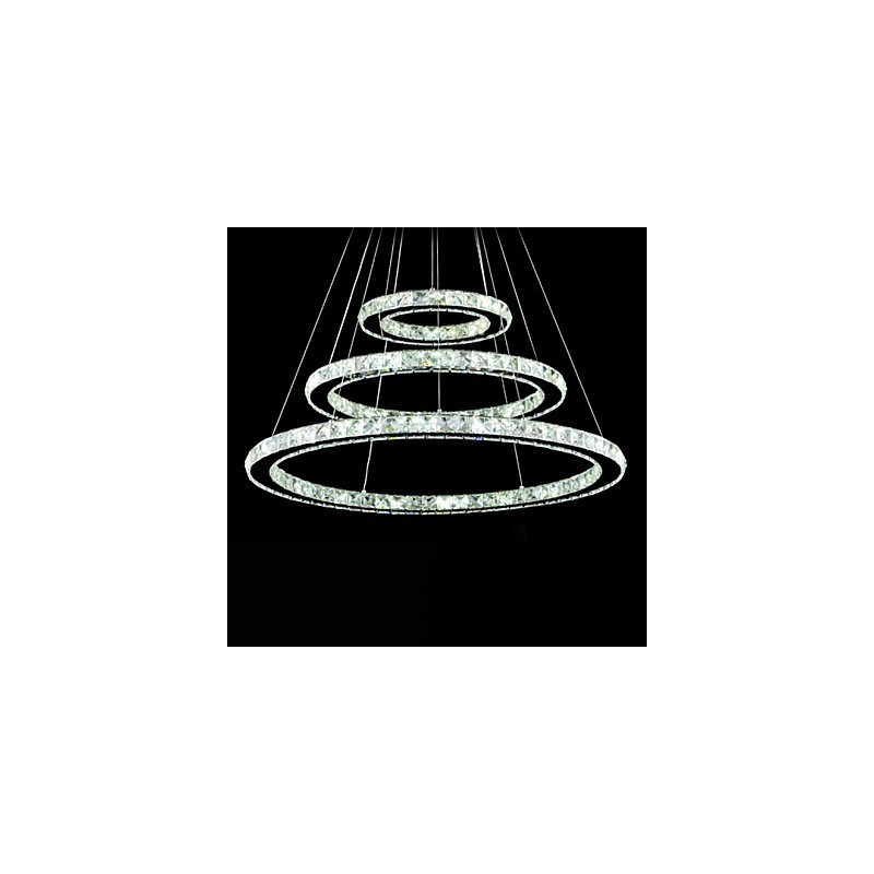 Dimmable Crystal Pendant Light Modern Circular Chandelier Lighting Lamps Cool White Round Ceiling Lights Fixtures with Remote Control