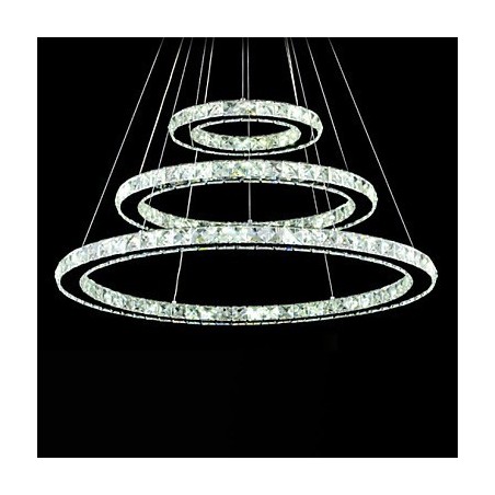 Dimmable Crystal Pendant Light Modern Circular Chandelier Lighting Lamps Cool White Round Ceiling Lights Fixtures with Remote Control