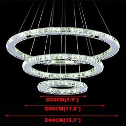 Dimmable Crystal Pendant Light Modern Circular Chandelier Lighting Lamps Cool White Round Ceiling Lights Fixtures with Remote Control