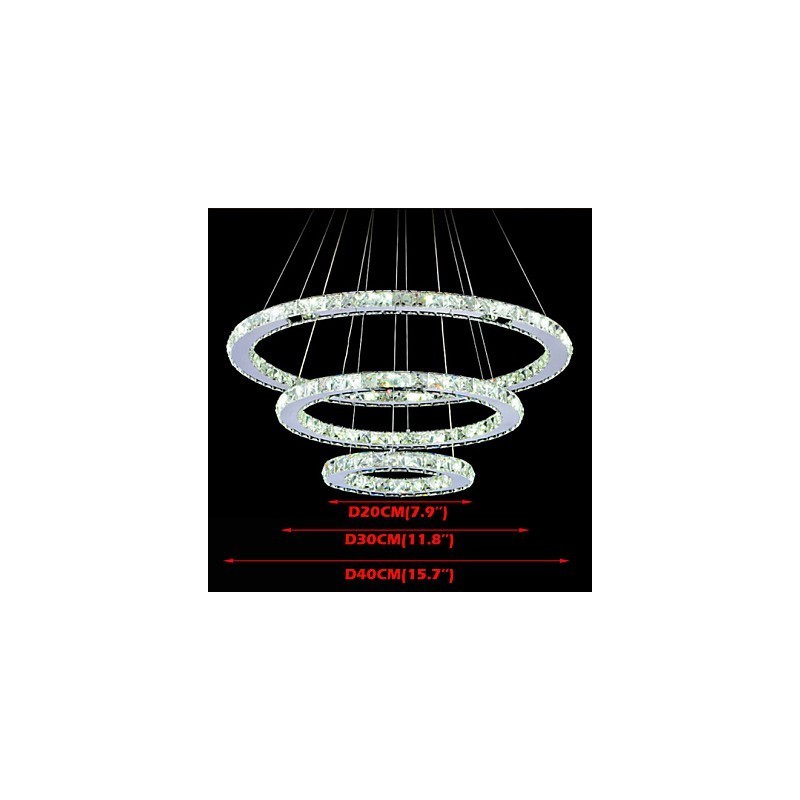 Dimmable Crystal Pendant Light Modern Circular Chandelier Lighting Lamps Cool White Round Ceiling Lights Fixtures with Remote Control