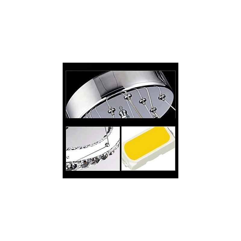 Dimmable Crystal Pendant Light Modern Circular Chandelier Lighting Lamps Cool White Round Ceiling Lights Fixtures with Remote Control