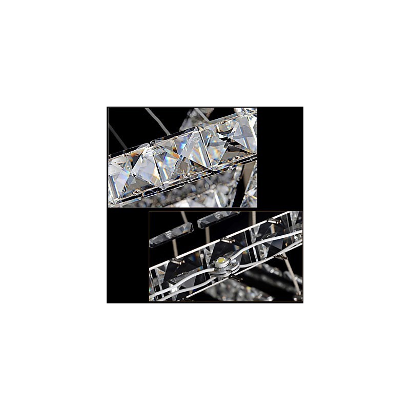 Dimmable Crystal Pendant Light Modern Circular Chandelier Lighting Lamps Cool White Round Ceiling Lights Fixtures with Remote Control