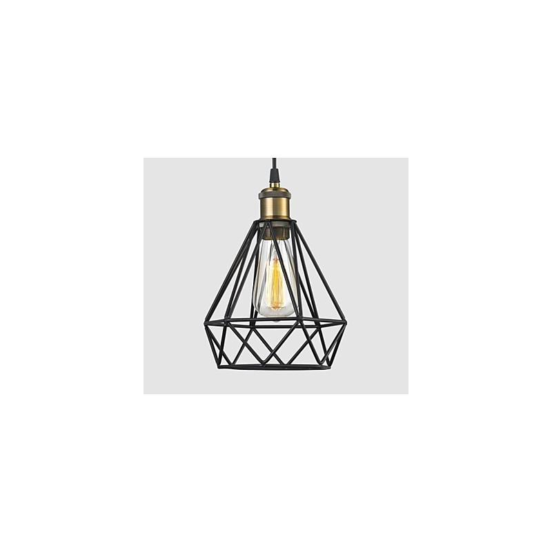 Industrial Wire CAGE PENDANT LIGHT Cafe Loft Warehouse Lighting Black Cord