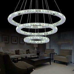 Dimmable Crystal Pendant Light Modern Circular Chandelier Lighting Lamps Cool White Round Ceiling Lights Fixtures with Remote Control
