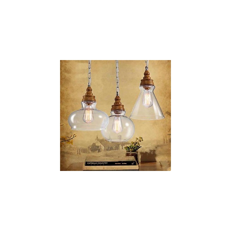 Wood Grain Crystal Droplight Cafe Lighting Lamps And Lanterns