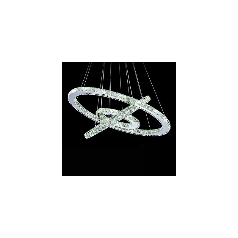 Dimmable Crystal Pendant Light Modern Circular Chandelier Lighting Lamps Cool White Round Ceiling Lights Fixtures with Remote Control