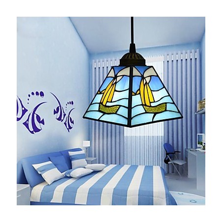 Stained Glass Contemporary And Contracted Mediterranean Single Head Sailing Line Droplight Lamp Pendant Light