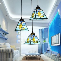Stained Glass Contemporary And Contracted Mediterranean Single Head Sailing Line Droplight Lamp Pendant Light