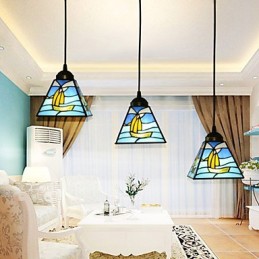 Stained Glass Contemporary And Contracted Mediterranean Single Head Sailing Line Droplight Lamp Pendant Light