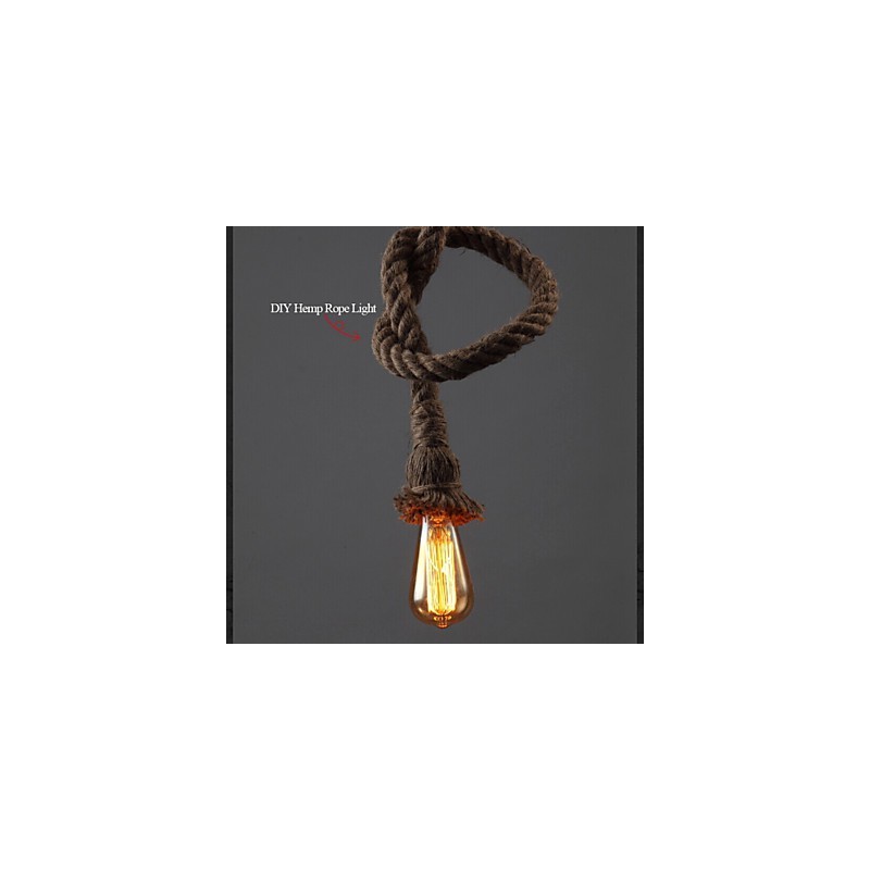 1 Light DIY Art Hemp Rope Light Creative Hemp Rope Chandelier Long 100cm Send 1 Bulb