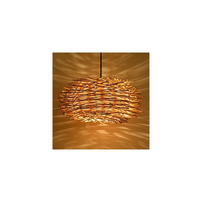 Chandelier Mini Style Lantern Wood Bamboo