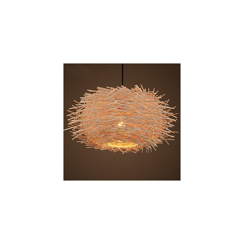 Chandelier Mini Style Lantern Wood Bamboo