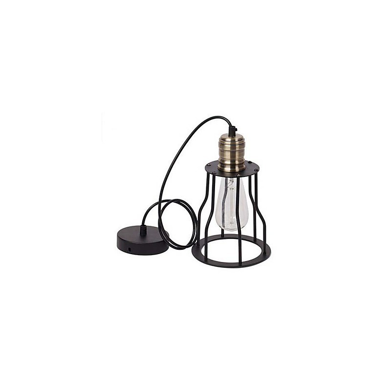 American industrial vintage cafe buffet ideas wrought iron cage Pendant Light Sitting
