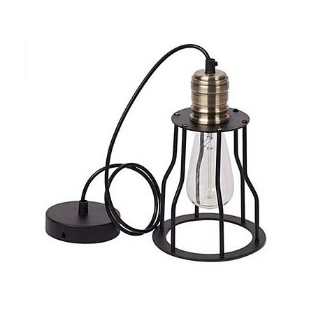 American industrial vintage cafe buffet ideas wrought iron cage Pendant Light Sitting