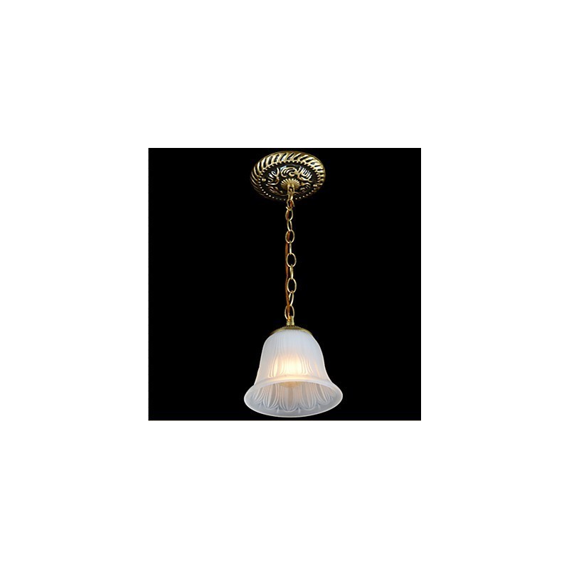 Bronze Pendant Light Pattern Glass Shade European Retro Classic