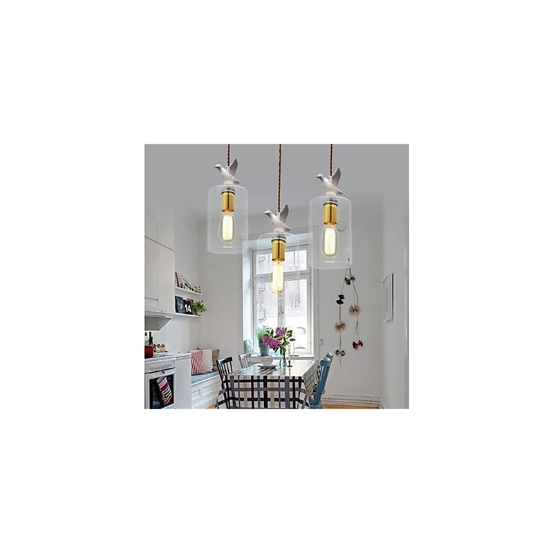 Creative bird Glass Chandelier Pendant Light with Glass Shade
