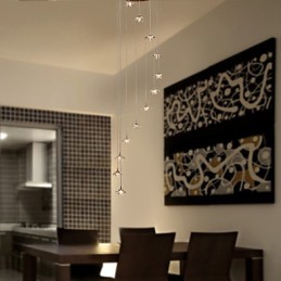 Modern Contemporary Crystal Mini Style Chrome Metal Pendant Light