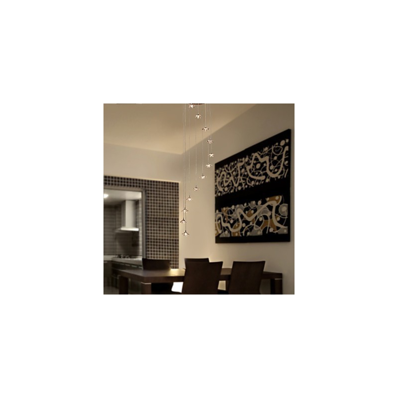 Modern Contemporary Crystal Mini Style Chrome Metal Pendant Light