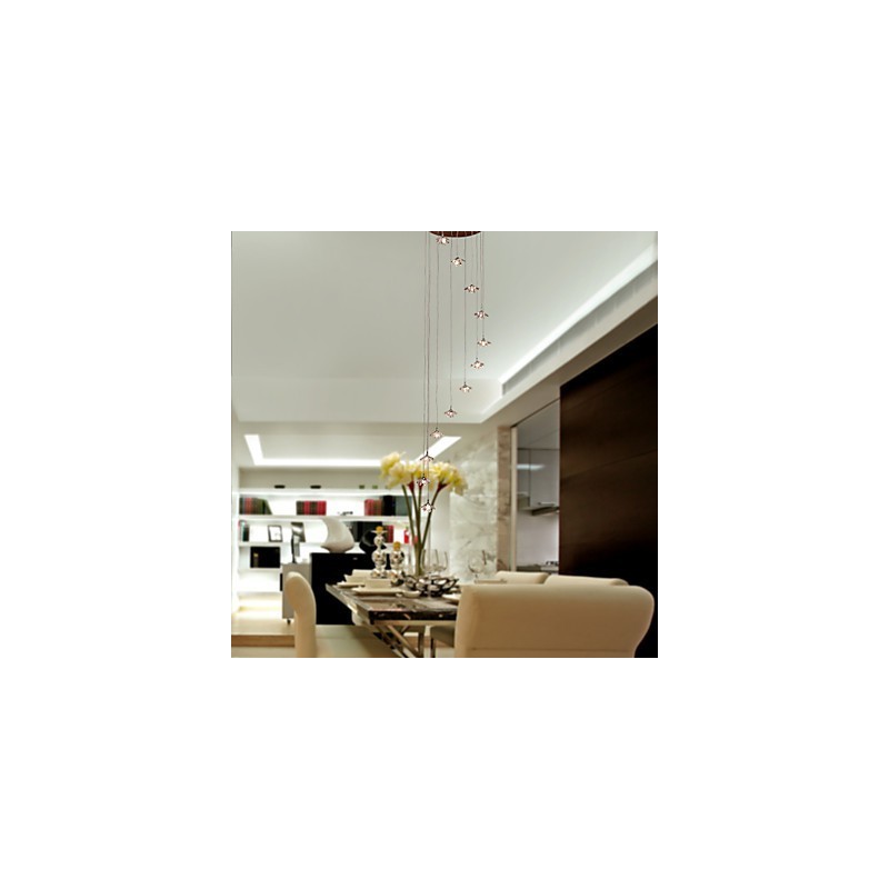 Modern Contemporary Crystal Mini Style Chrome Metal Pendant Light