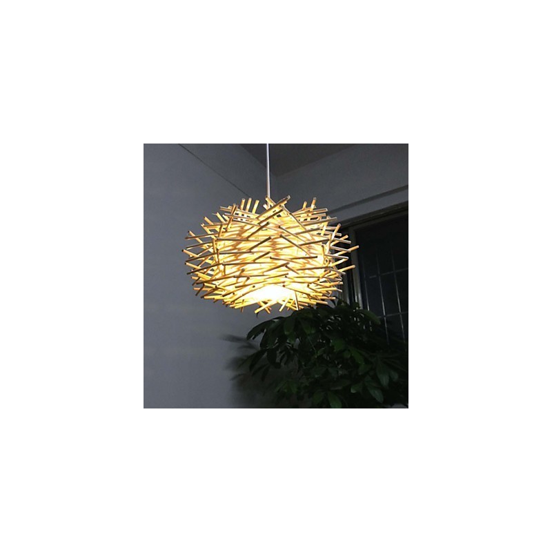 Contemporary and contracted droplight 1 light wooden hand woven