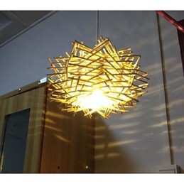 Contemporary and contracted droplight 1 light wooden hand woven