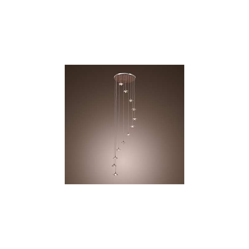 Modern Contemporary Crystal Mini Style Chrome Metal Pendant Light