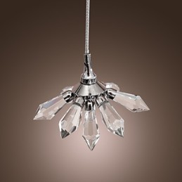 Modern Contemporary Crystal Mini Style Chrome Metal Pendant Light