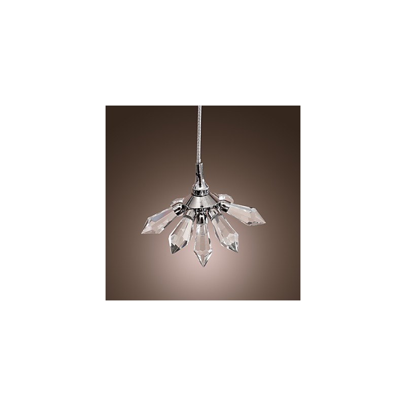 Modern Contemporary Crystal Mini Style Chrome Metal Pendant Light