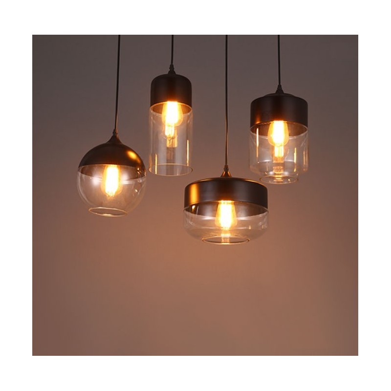 The Nordic Creative Stair Shop'S Art Wrought Iron Glass Chandelier Lamp