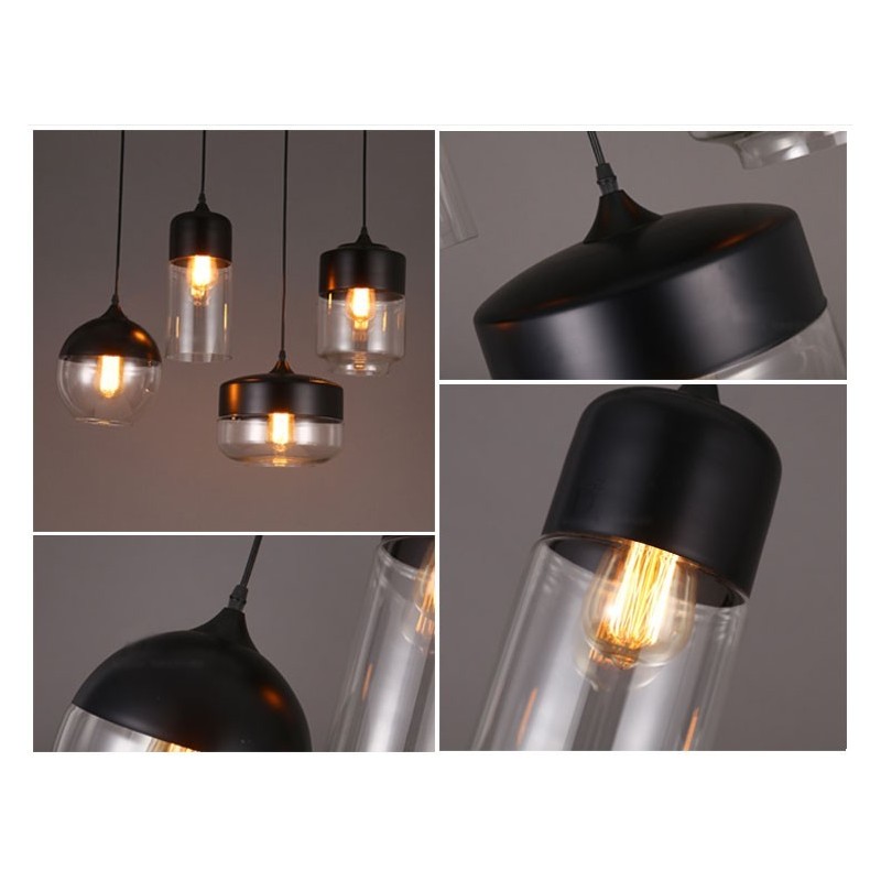 The Nordic Creative Stair Shop'S Art Wrought Iron Glass Chandelier Lamp