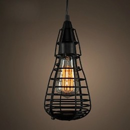 American Industrial Creative Restoring Ancient Ways Wrought Iron Cage Single Head Droplight Lamp