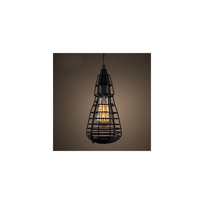 American Industrial Creative Restoring Ancient Ways Wrought Iron Cage Single Head Droplight Lamp