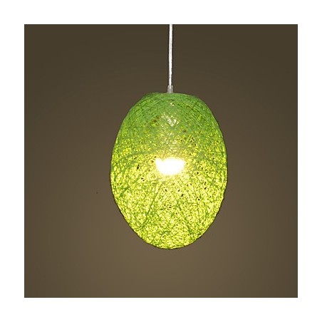 Modern Rural Cany Art Woven Rattan Single Head Droplight Lamp