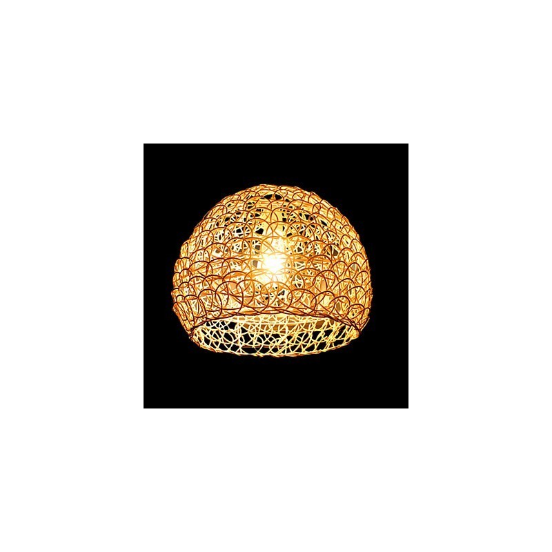 Modern Rural Cany Art Woven Rattan Single Head Droplight Lamp