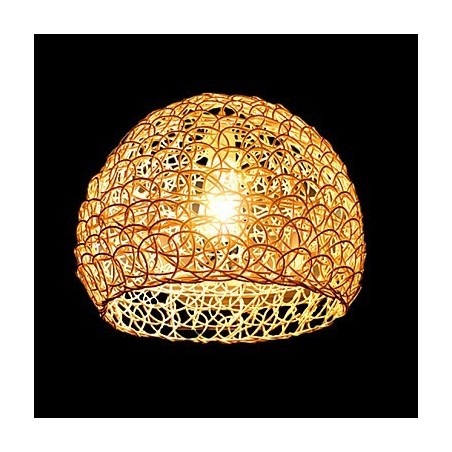 Modern Rural Cany Art Woven Rattan Single Head Droplight Lamp