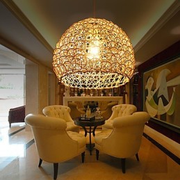 Modern Rural Cany Art Woven Rattan Single Head Droplight Lamp