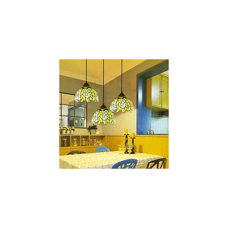 European Rural Creative Arts Stained Glass Chandelier Restoring Ancient Ways Lamp Light