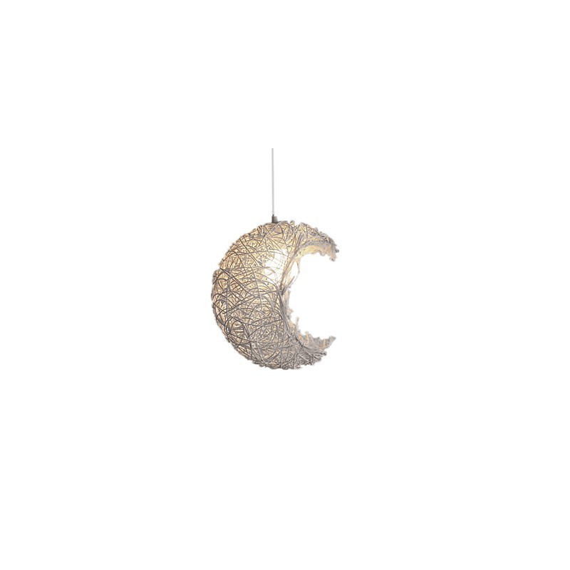 Modern Rural Cany Art Woven Rattan Single Head Droplight Lamp