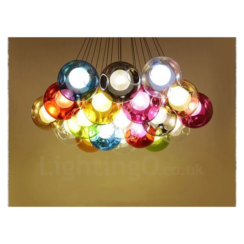 Creative The Nordic Color Restoring Ancient Ways Goldfish Bowl Glass Creative Droplight Lamp Light (If you order multiple glass balls it will come with one pendant fixed) (Please select the Quantity and Colour of the glass ball below)