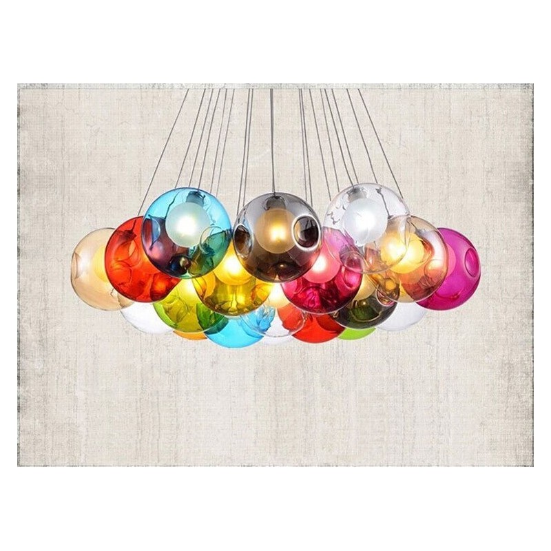 Creative The Nordic Color Restoring Ancient Ways Goldfish Bowl Glass Creative Droplight Lamp Light (If you order multiple glass balls it will come with one pendant fixed) (Please select the Quantity and Colour of the glass ball below)