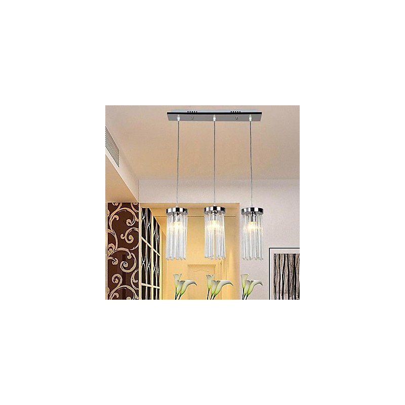 Modern Contemporary Crystal Chrome Metal Pendant Light