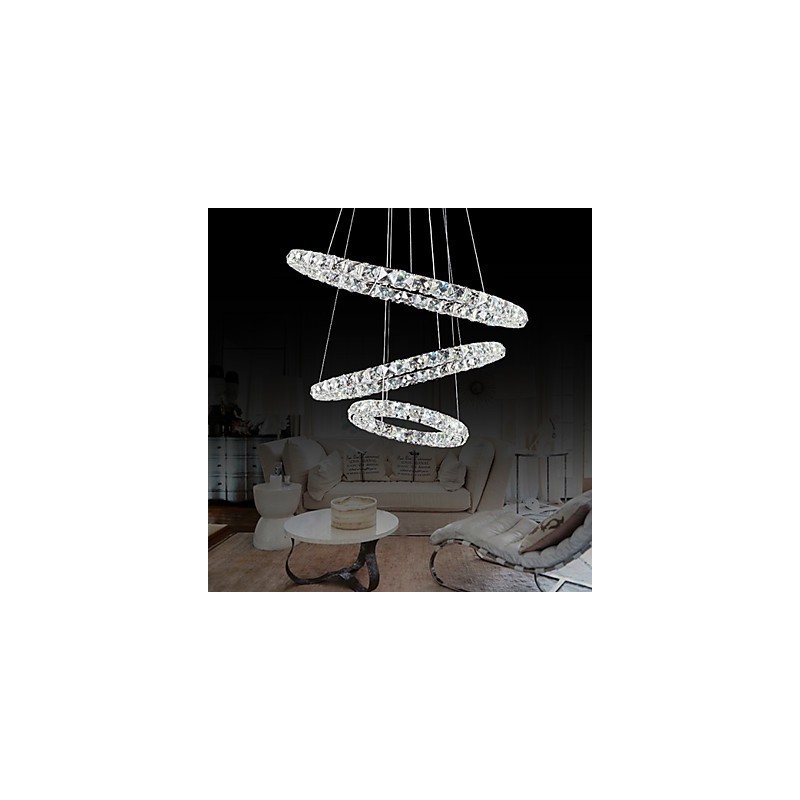 44W Modern Contemporary Crystal Chrome Metal Pendant Light