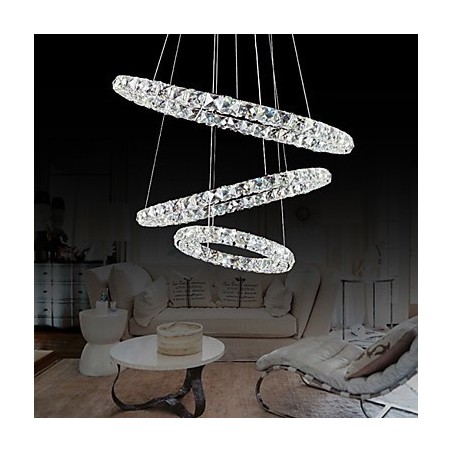 44W Modern Contemporary Crystal Chrome Metal Pendant Light